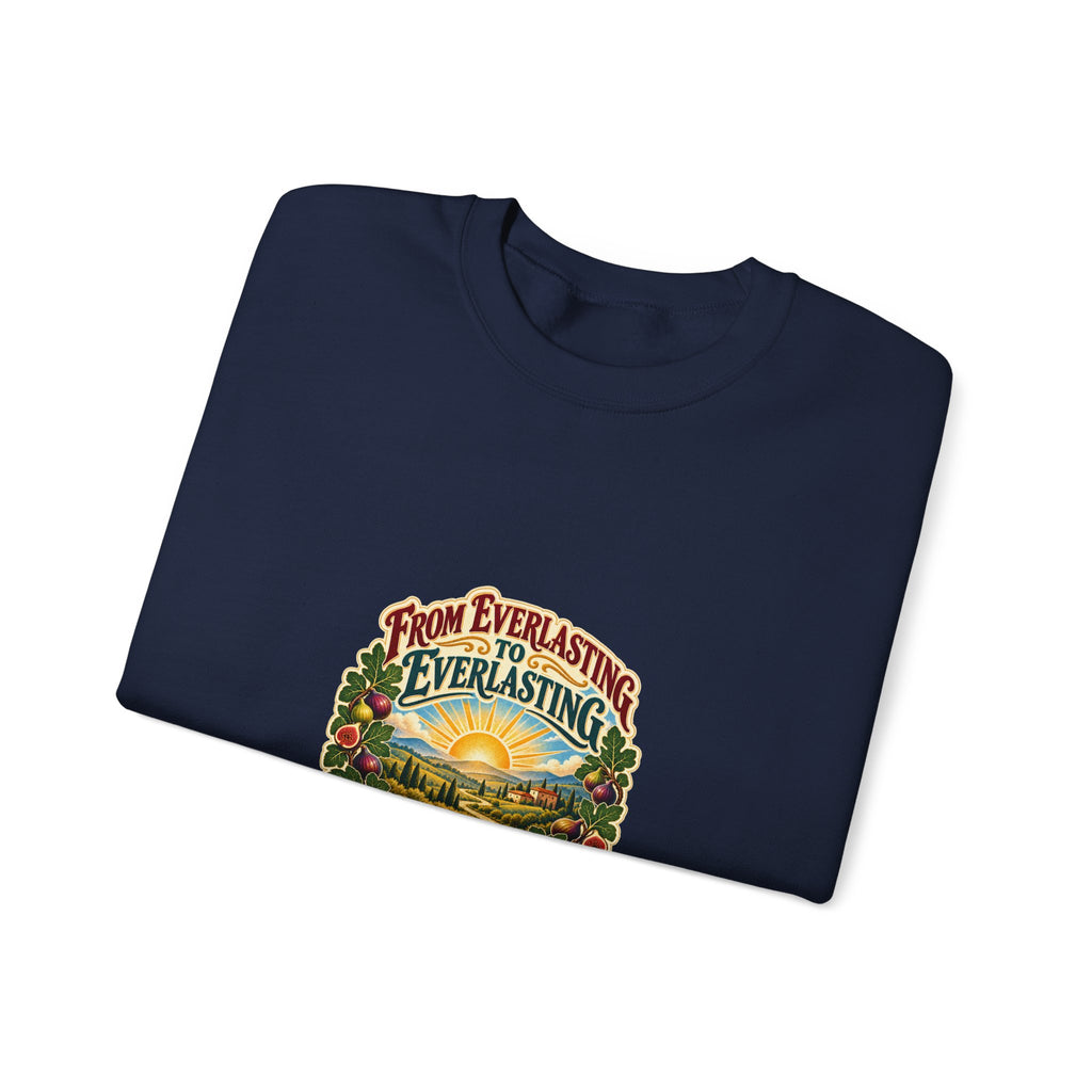 Crewneck Sweatshirt - 'From Everlasting to Everlasting' Vintage Floral Inspirational Design
