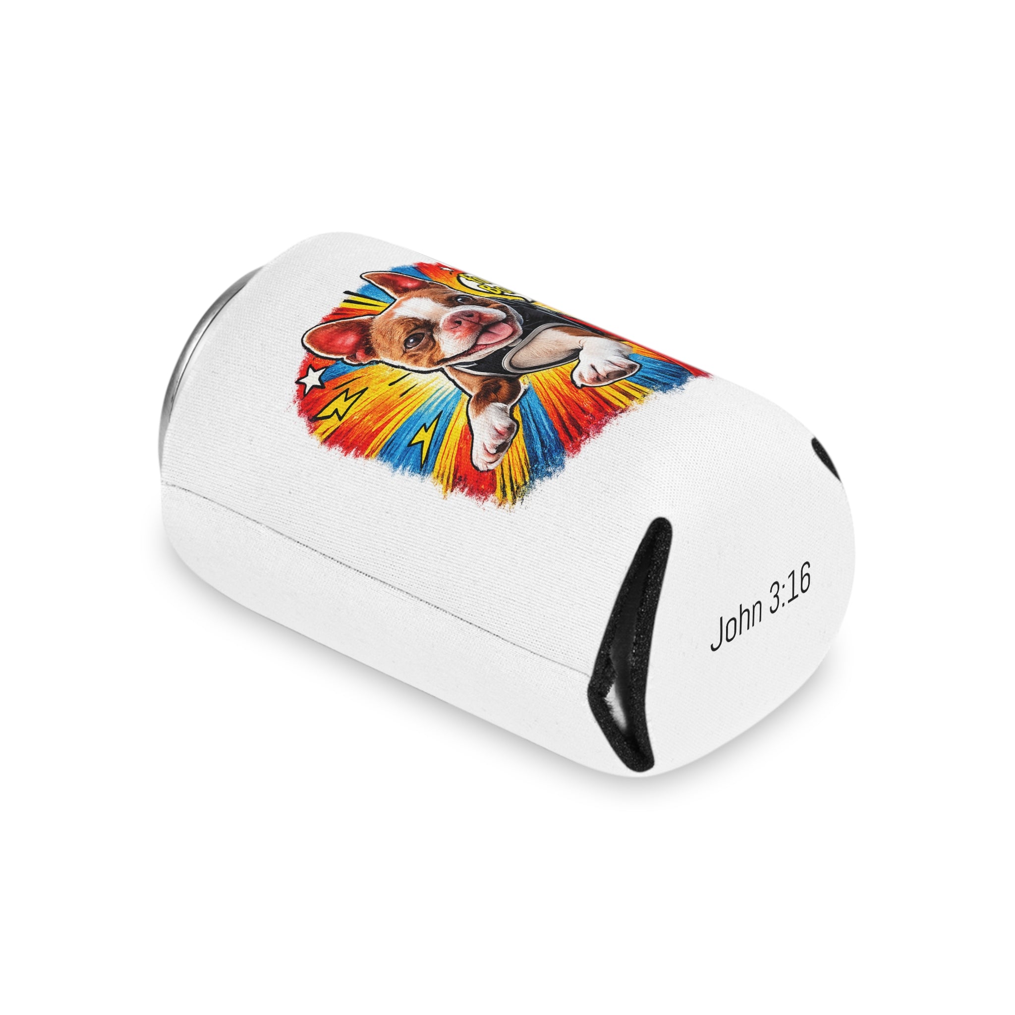 Boston Terrier Cartoon Can Cooler | Funny Dog Illustration, Comic Style