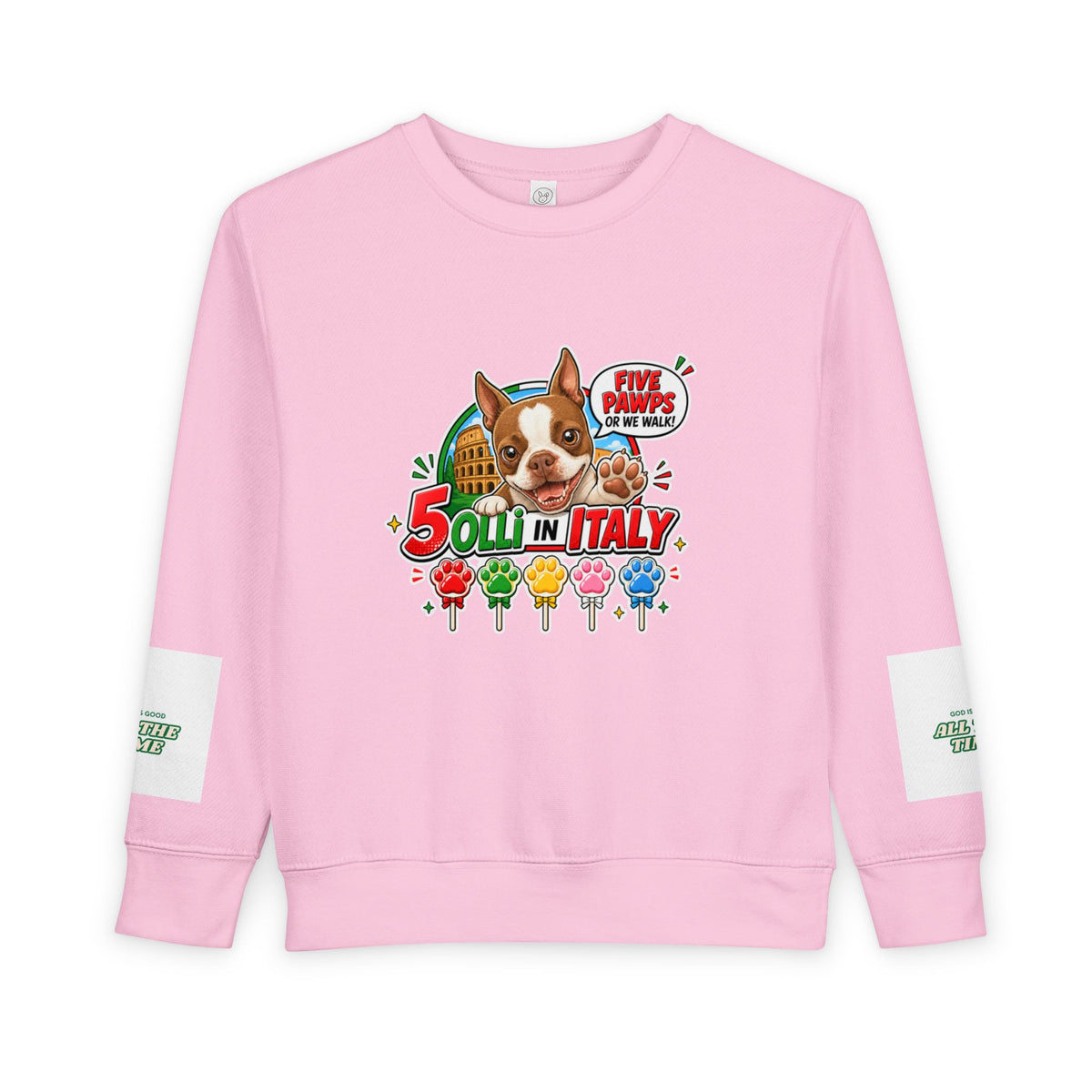 Toddler Boston Terrier Italy Graphic Sweatshirt, 60/40 Cotton-Poly