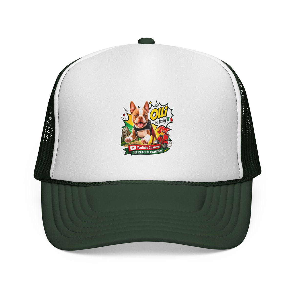 Olli in Italy Boston Terrier Trucker Cap, God Is Good All the Time