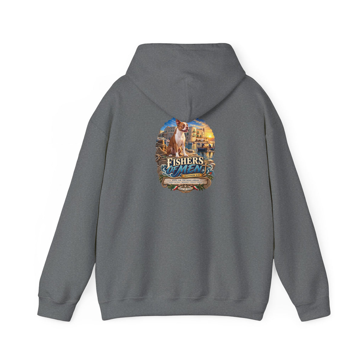 Fishers Indiana Hoodie — Vintage Lakeside Harbor Illustration