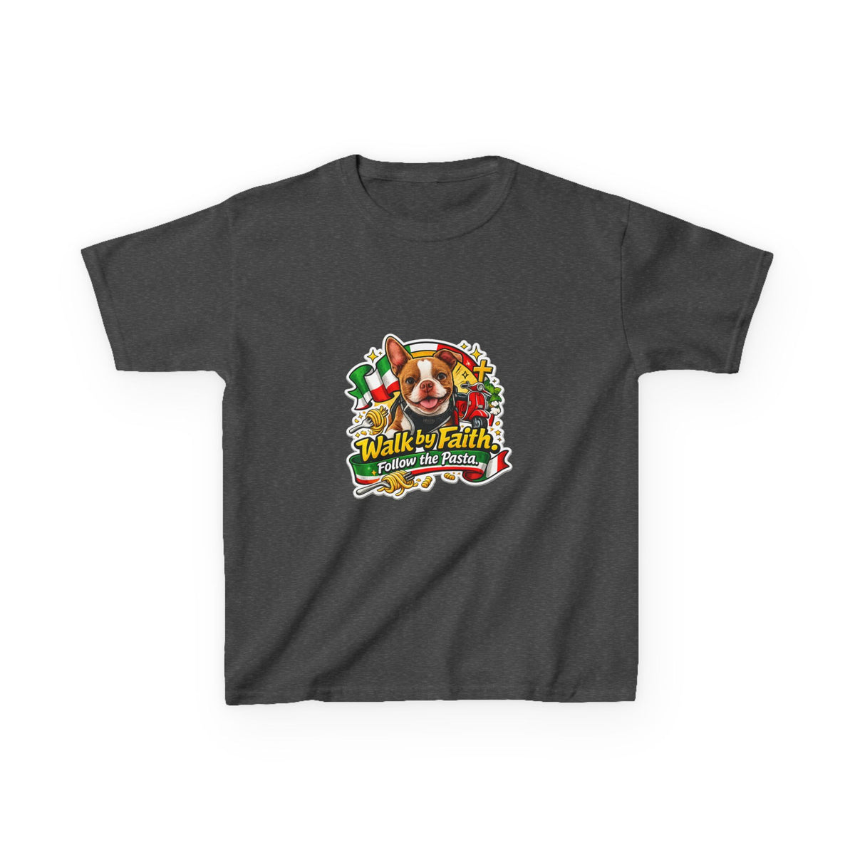 Kids Boston Terrier Walk by Faith Graphic Tee
