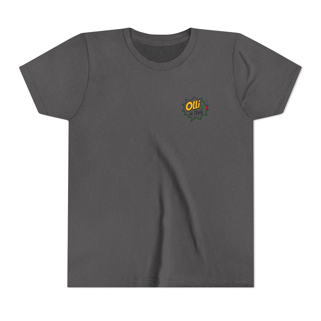 Kids' Pizza Olli the Boston Terrier Tee — "Saved by Grace" Funny Italian Pizza Youth Shirt