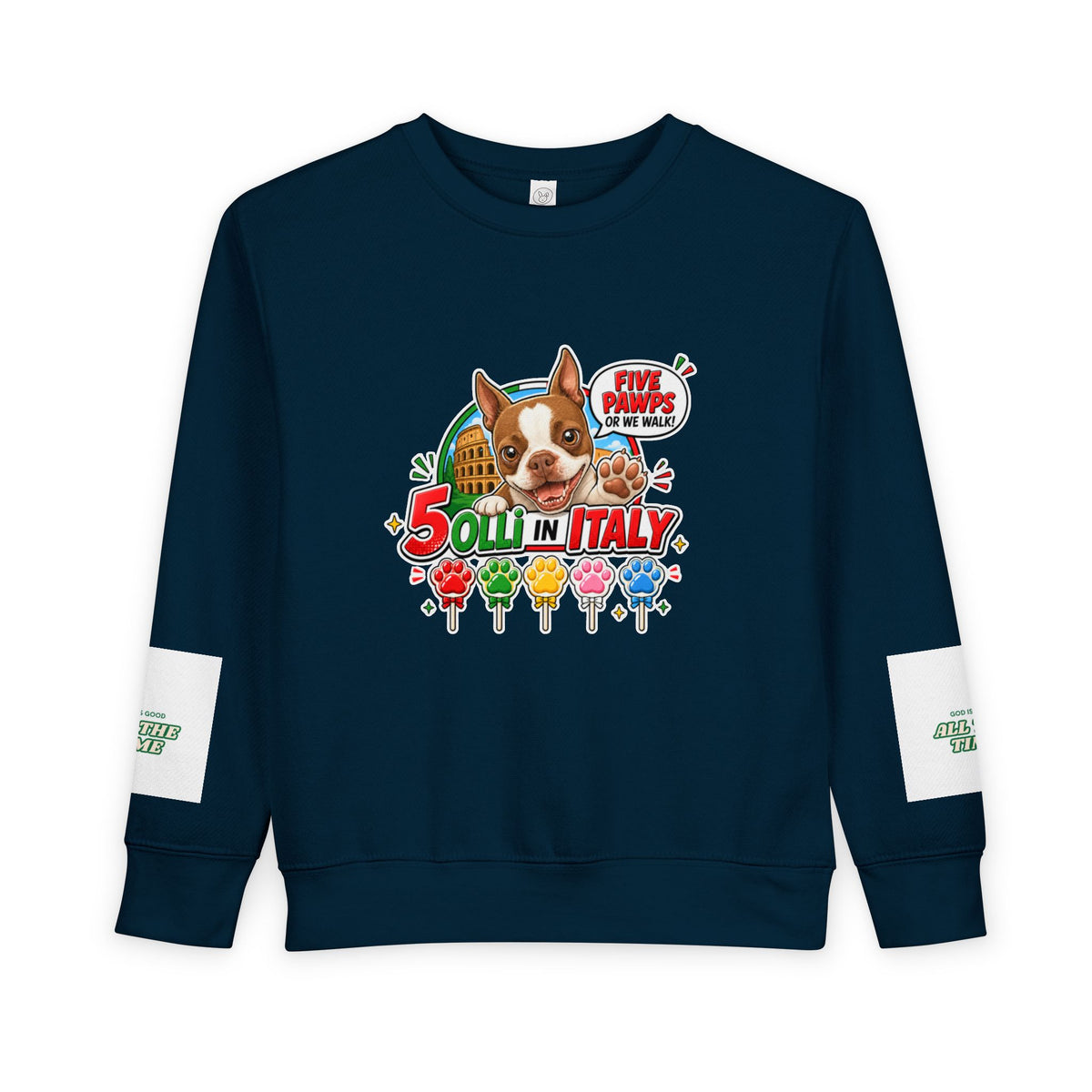 Toddler Boston Terrier Italy Graphic Sweatshirt, 60/40 Cotton-Poly