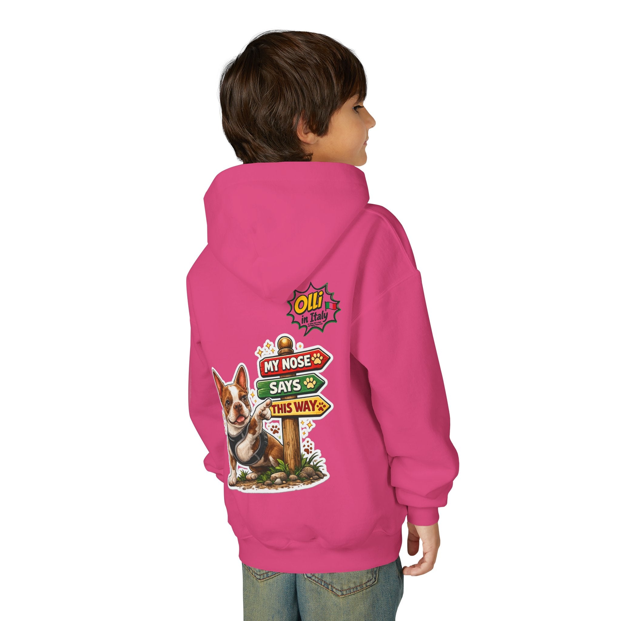 Olli the Boston Terrier Pizza Adventure Hoodie | My Nose Says This Way sweatshirt