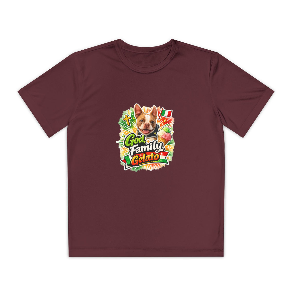 Youth Graphic Tee — 'God, Family, Gelato' Dog Logo