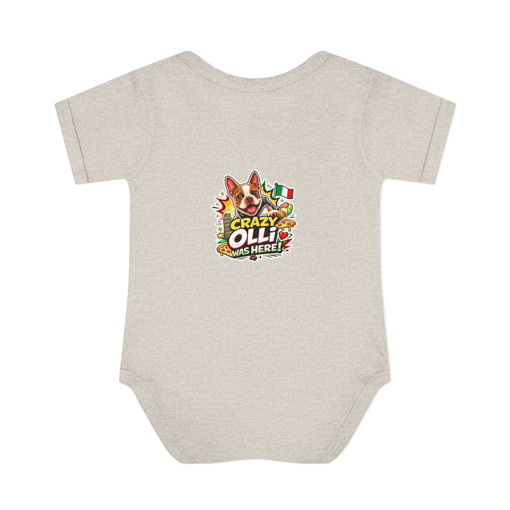 Infant Bodysuit — "My Nose Says This Way" Olli In Italy Boston Terrier Onesie (Front & Back Cute Dog Design)