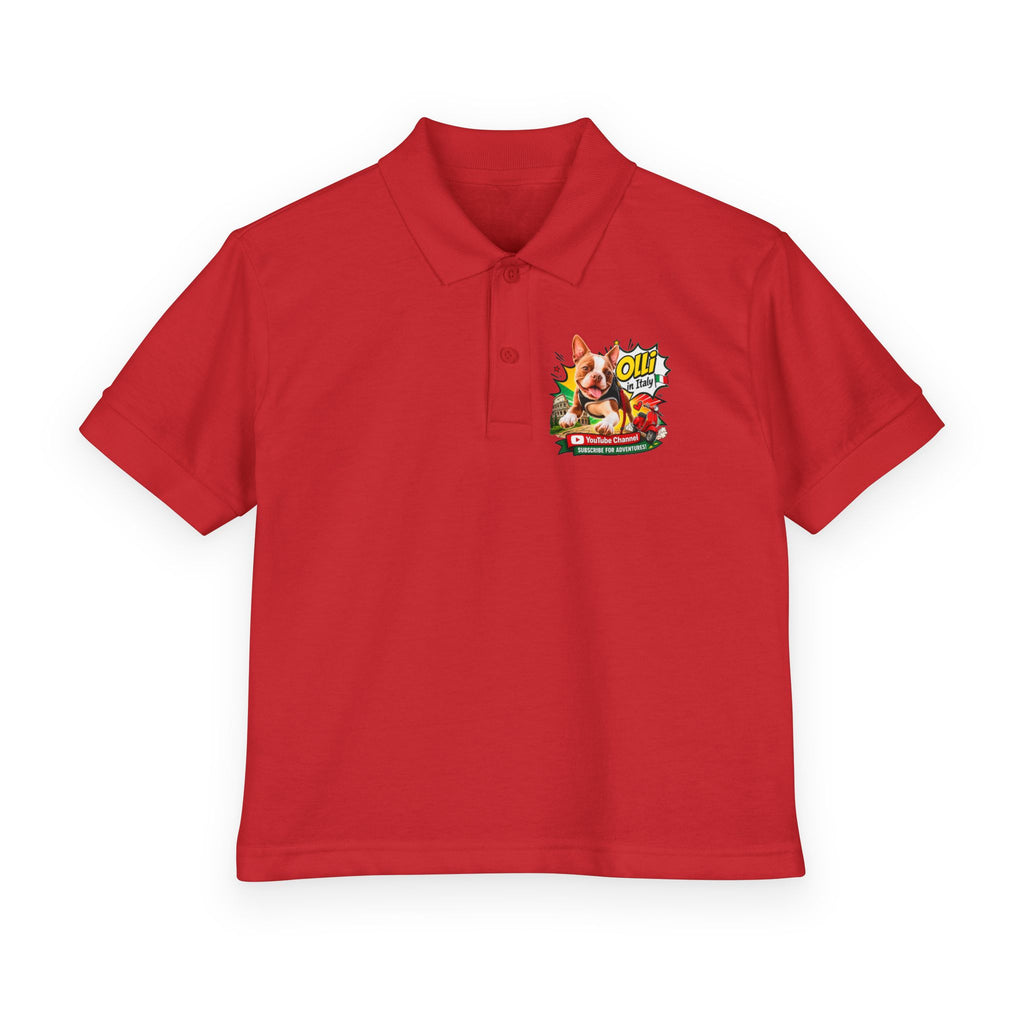 Olli the Boston Terrier In Italy DryBlend® Youth Jersey Polo