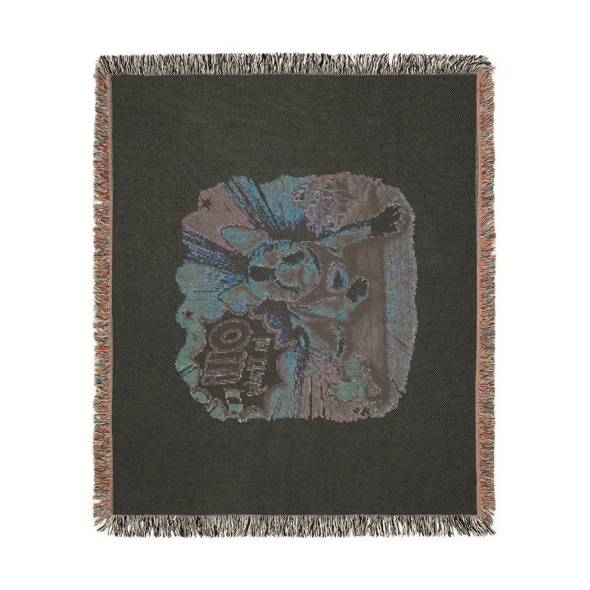 Olli in Italy dog illustration Woven Blanket | travel retro pet throw