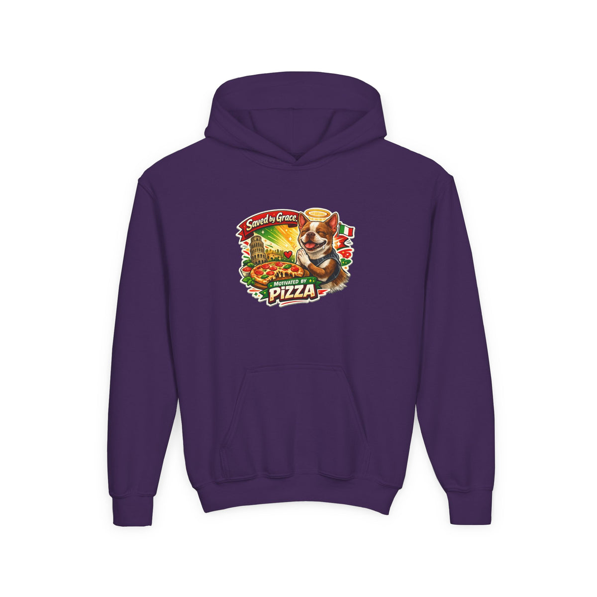 Youth Hoodie — Olli in Italy Pizza Dog Graphic Sweatshirt
