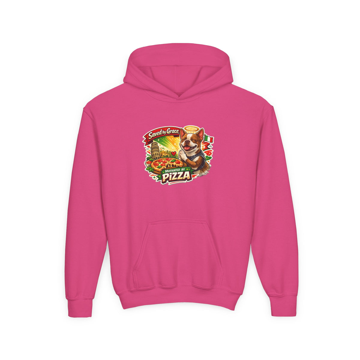 Youth Hoodie — Olli in Italy Pizza Dog Graphic Sweatshirt