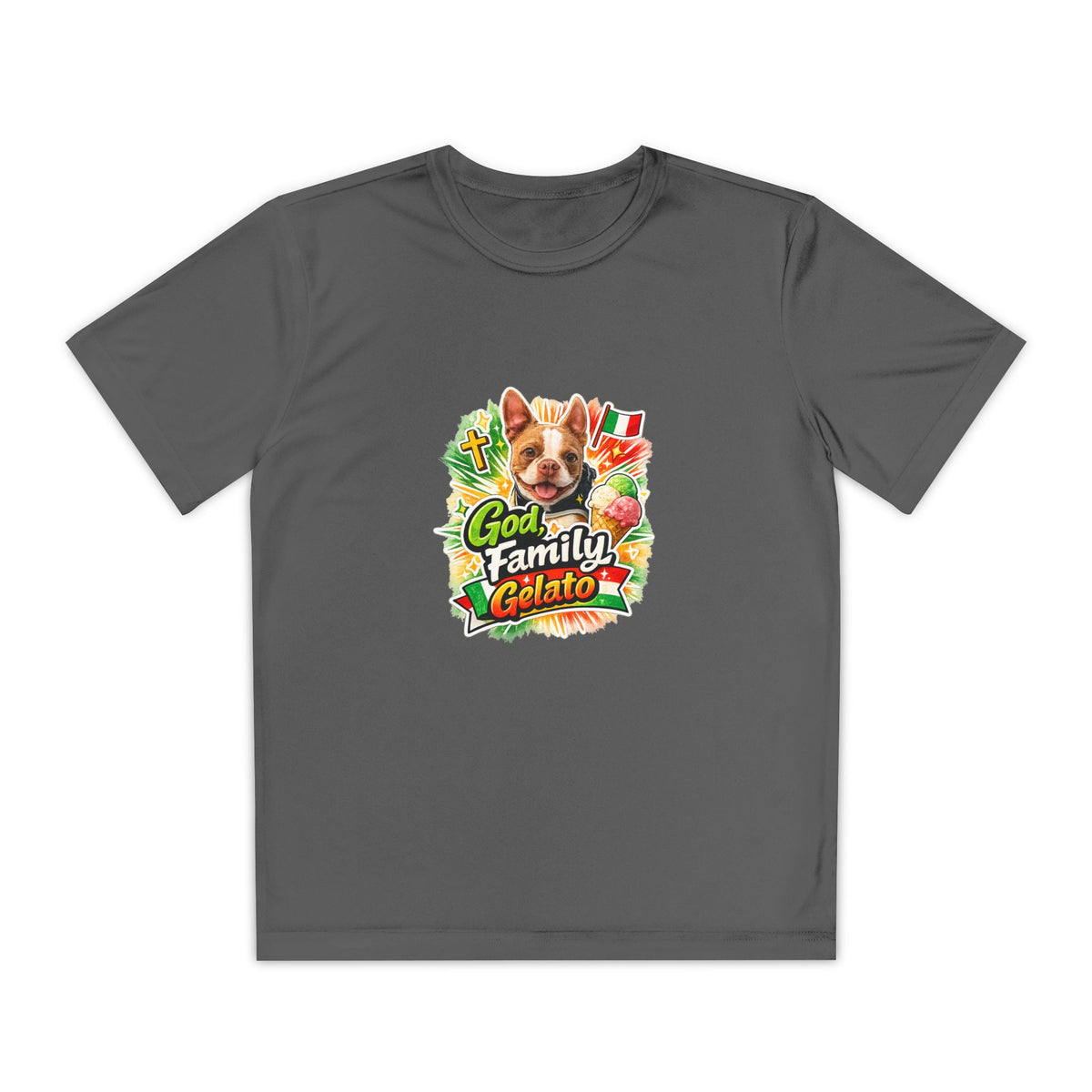Youth Graphic Tee — 'God, Family, Gelato' Dog Logo