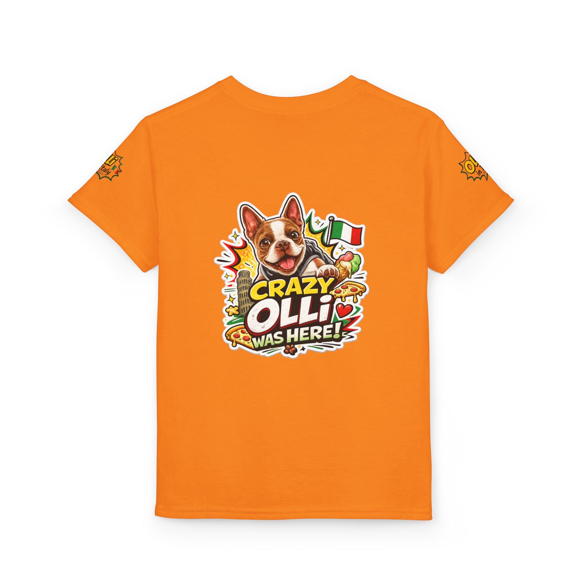 Youth T-Shirt — "Crazy Olli Was Here" Olli the Boston Terrier In Italy Dog Graphic