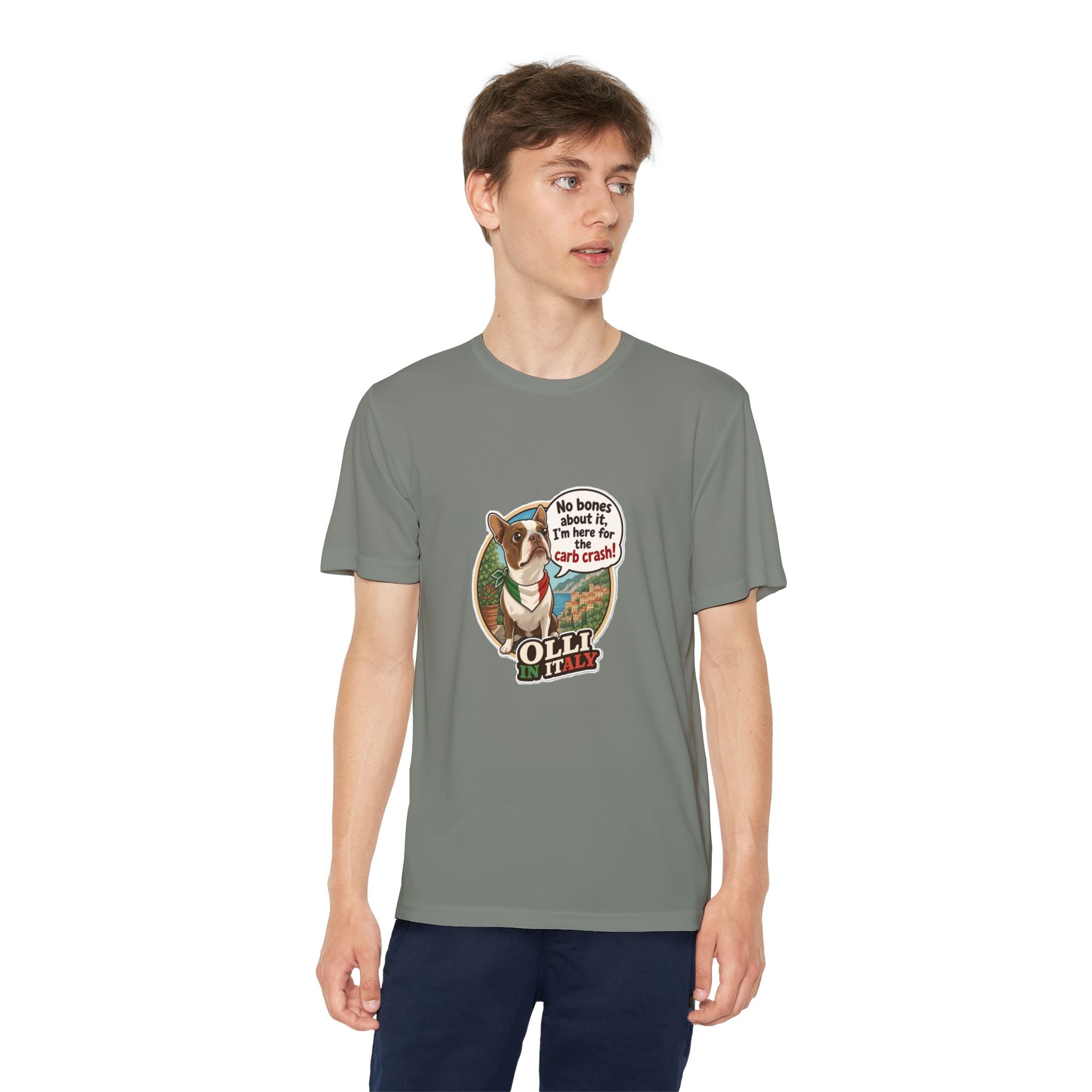 Youth Competitor Tee - 'Ollie the Boston Terrier' Funny Kids Racing Shirt