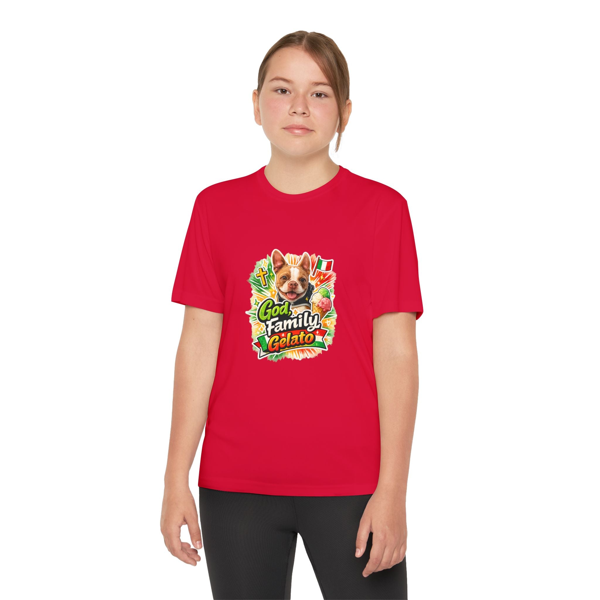 Youth Graphic Tee — 'God, Family, Gelato' Dog Logo