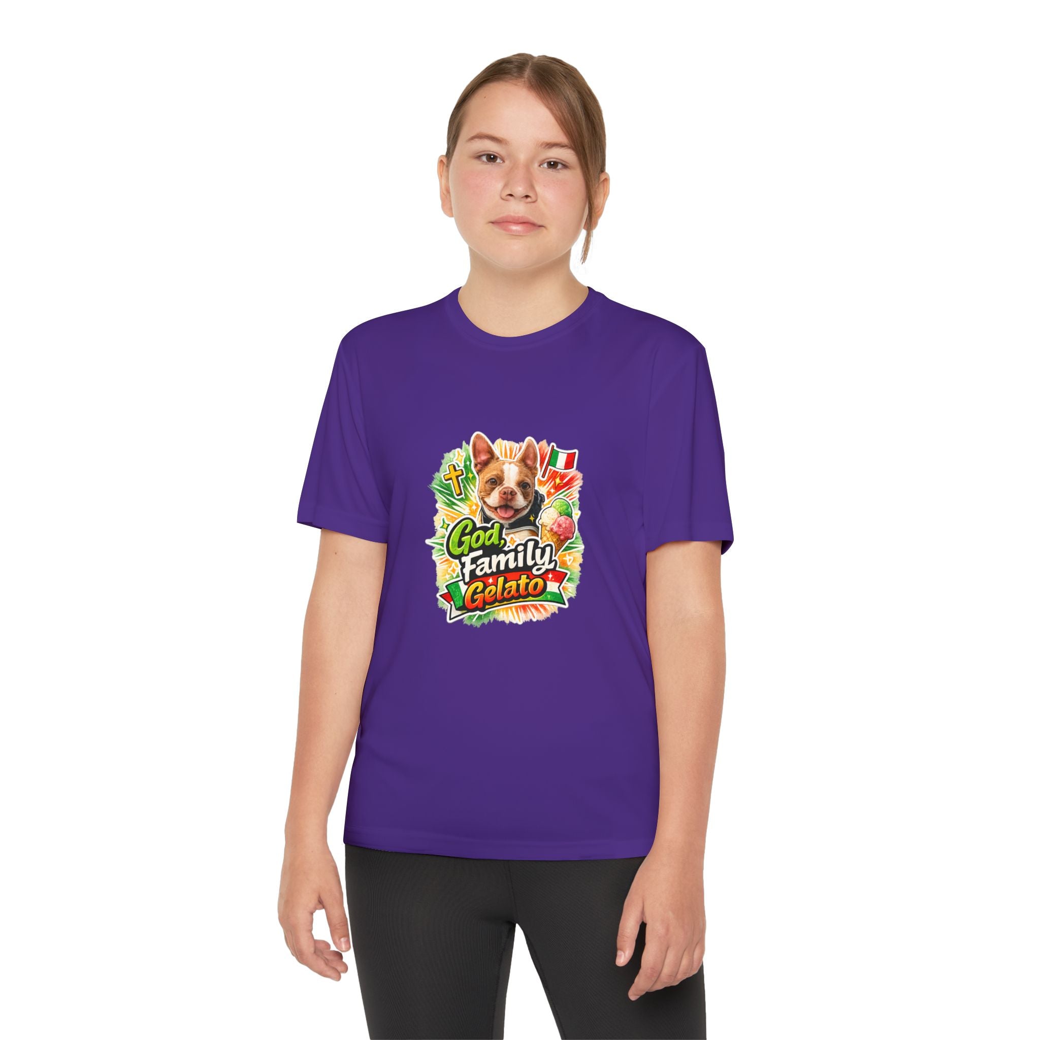 Youth Graphic Tee — 'God, Family, Gelato' Dog Logo