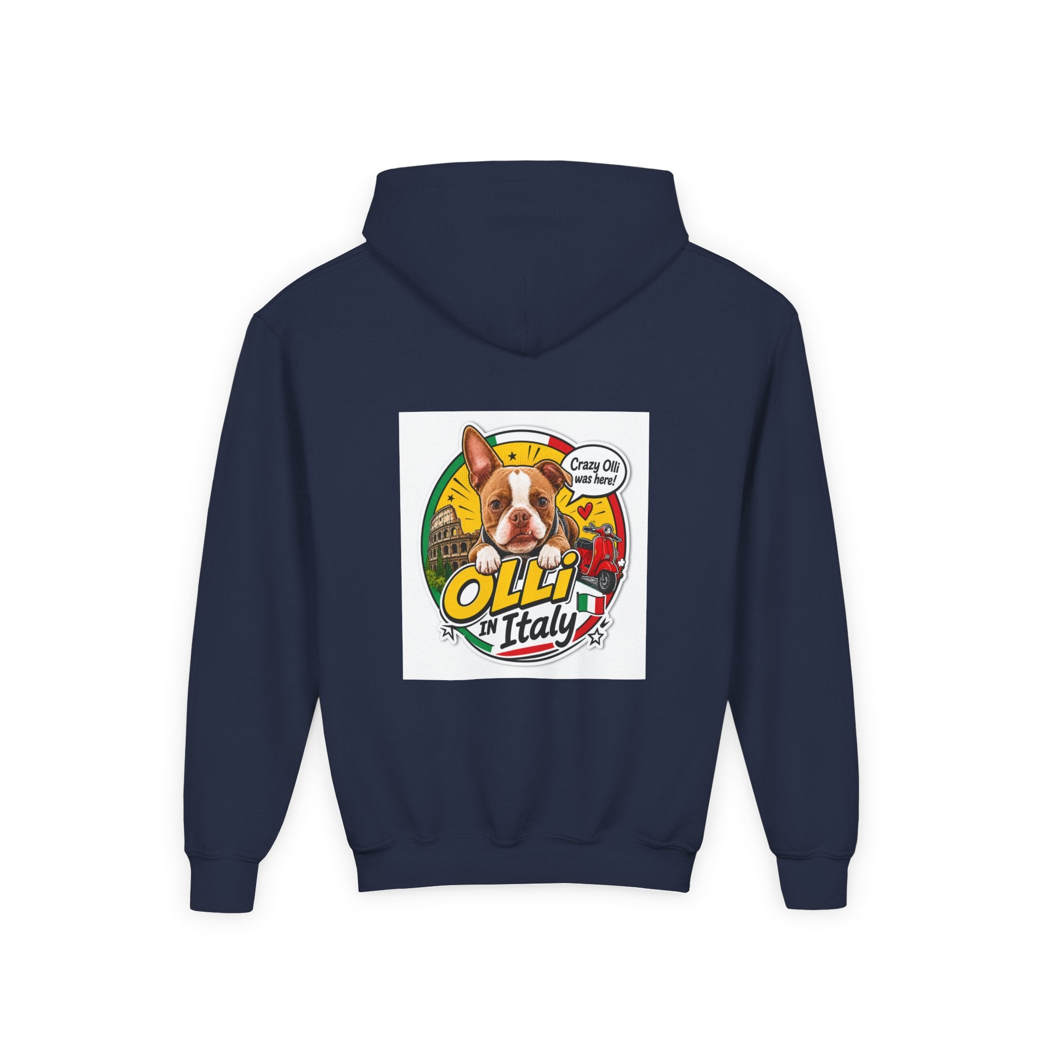 Youth Hoodie — Olli in Italy Pizza Dog Graphic Sweatshirt