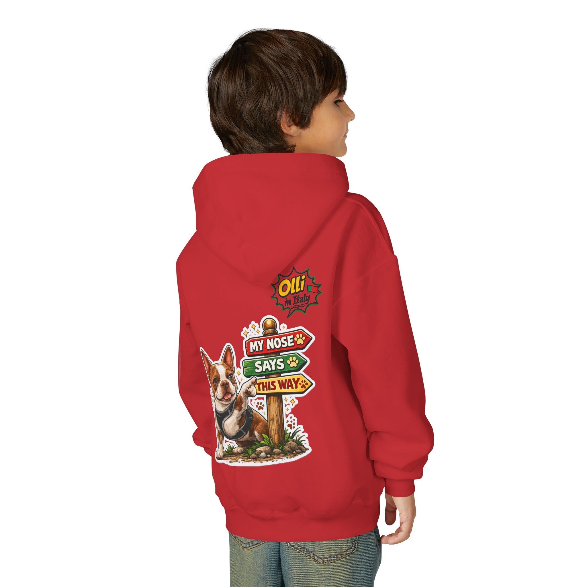 Olli the Boston Terrier Pizza Adventure Hoodie | My Nose Says This Way sweatshirt