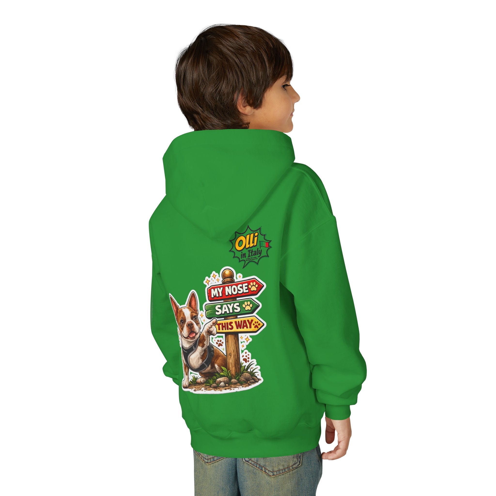 Olli the Boston Terrier Pizza Adventure Hoodie | My Nose Says This Way sweatshirt