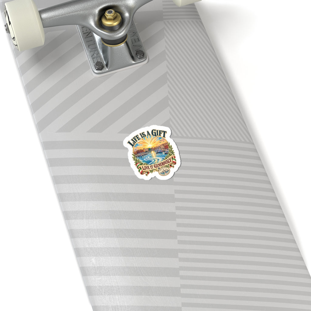 Life Is a Gift Scenic Sticker — 'Live It Generously' Inspirational Kiss-Cut Sticker