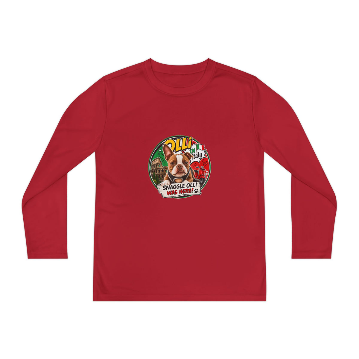 Youth Boston Terrier Surf Rescue Long Sleeve Performance Tee