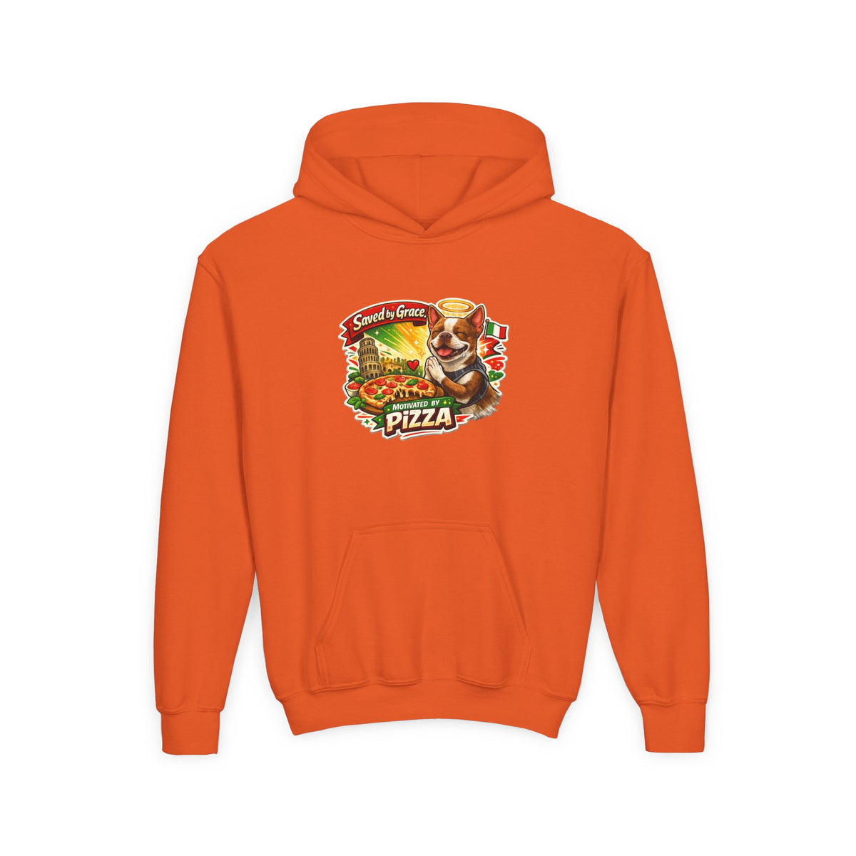 Youth Hoodie — Olli in Italy Pizza Dog Graphic Sweatshirt