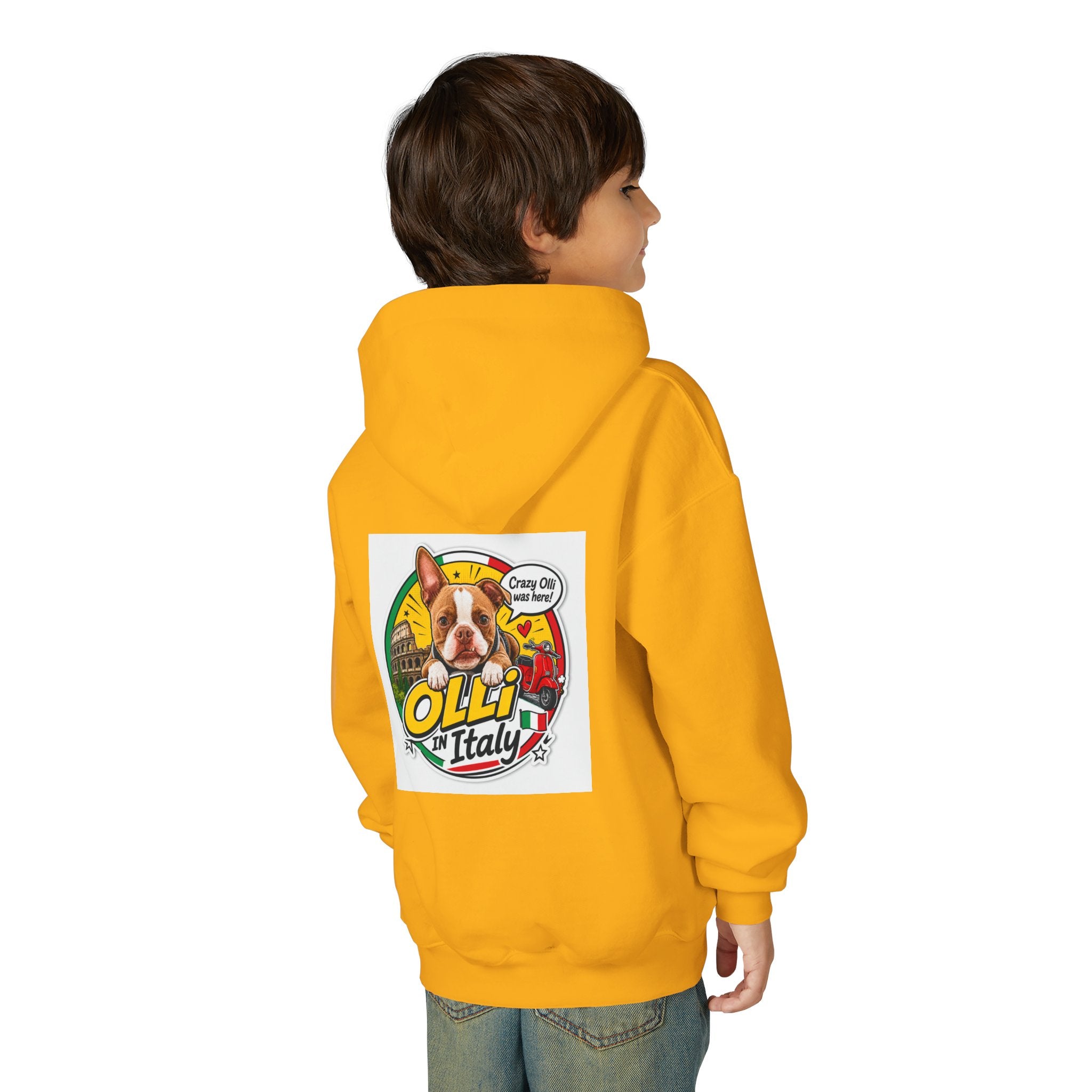 Youth Hoodie — Olli in Italy Pizza Dog Graphic Sweatshirt