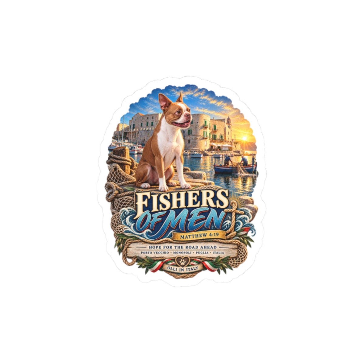 Fishers of Men Sticker — Coastal Christian Faith Vinyl Sticker (Matthew 4:19)