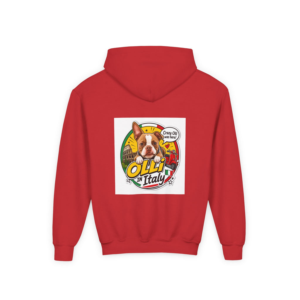 Youth Hoodie — Olli in Italy Pizza Dog Graphic Sweatshirt