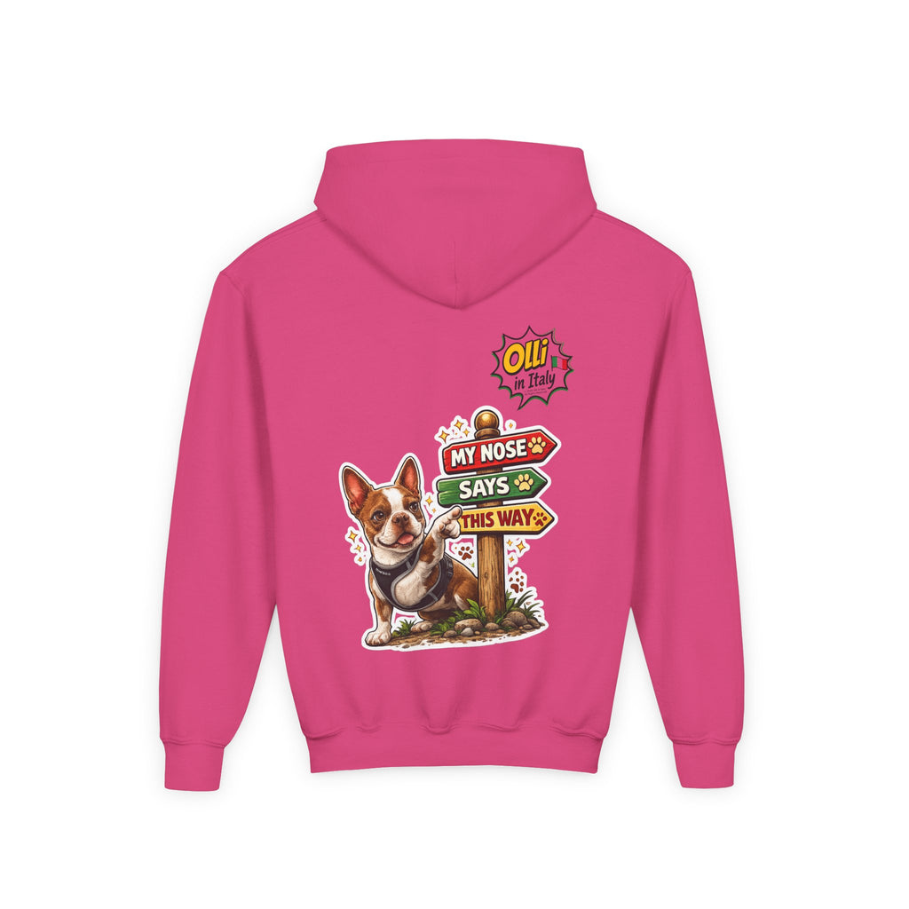 Olli the Boston Terrier Pizza Adventure Hoodie | My Nose Says This Way sweatshirt