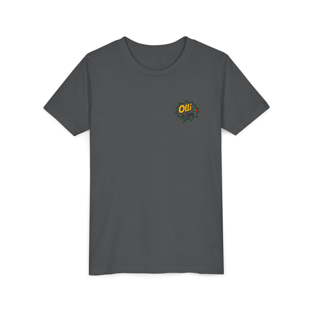Kids' Pizza Olli the Boston Terrier Tee — "Saved by Grace" Funny Italian Pizza Youth Shirt