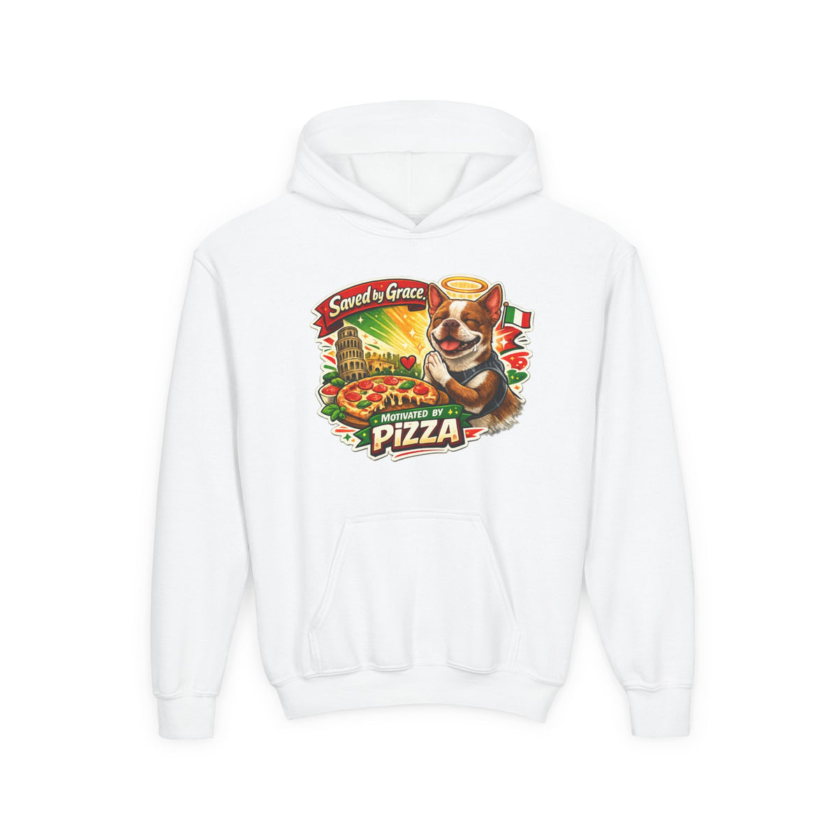 Olli the Boston Terrier Pizza Adventure Hoodie | My Nose Says This Way sweatshirt