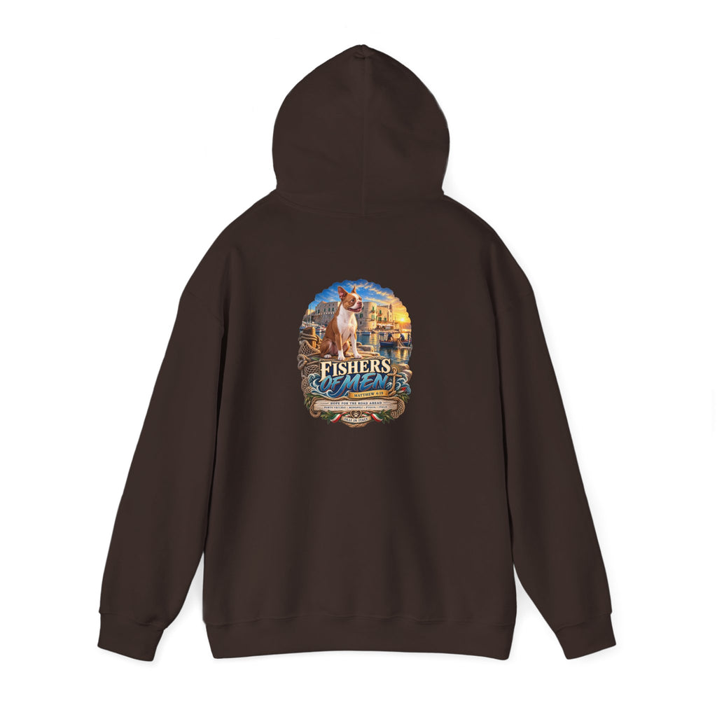 Fishers Indiana Hoodie — Vintage Lakeside Harbor Illustration