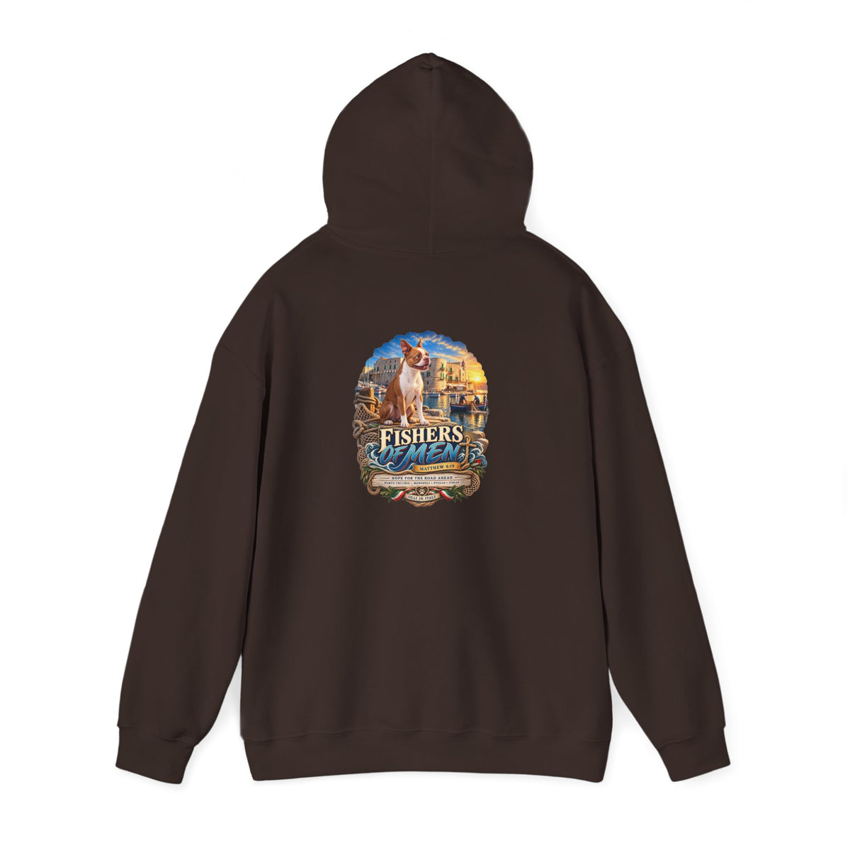 Fishers Indiana Hoodie — Vintage Lakeside Harbor Illustration