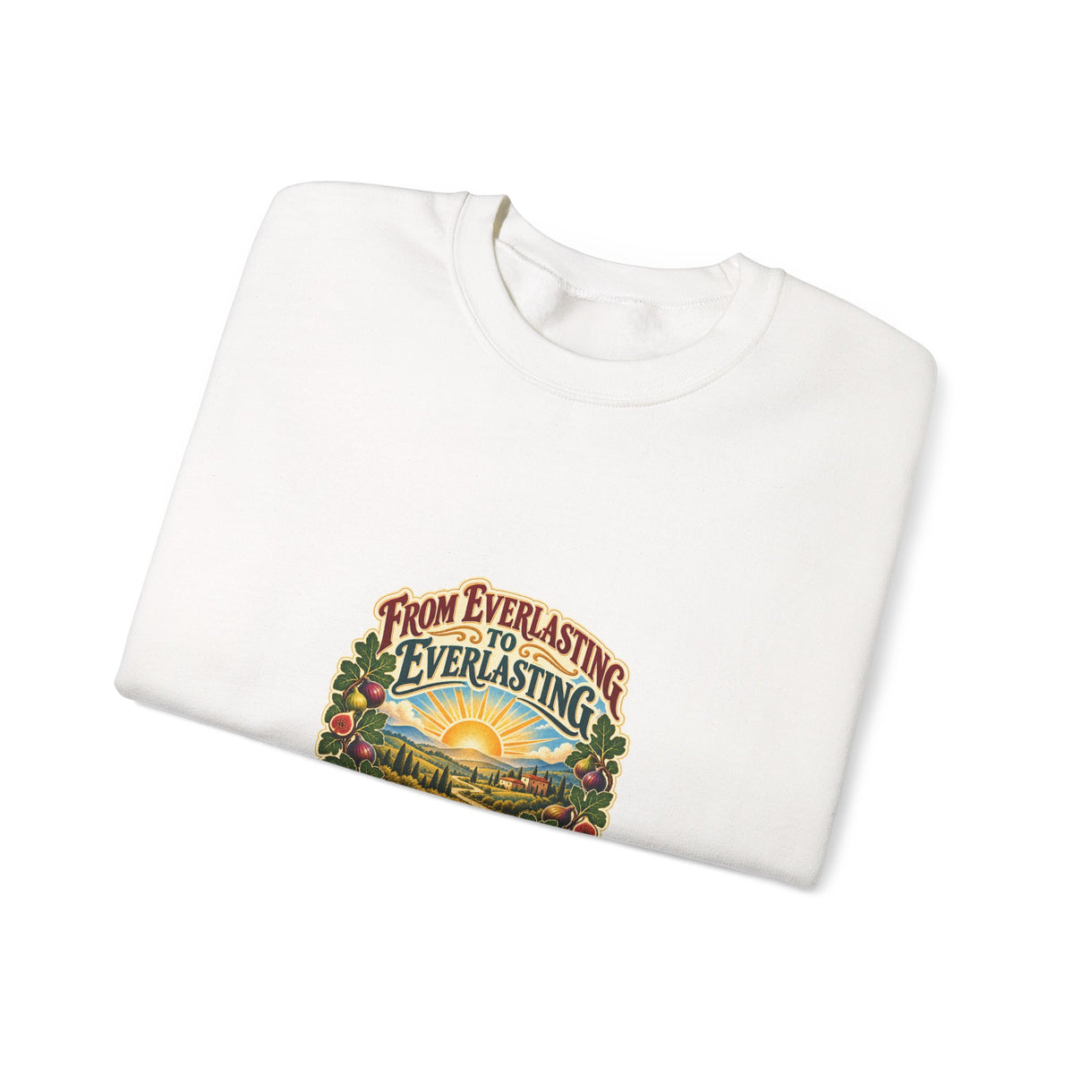 Crewneck Sweatshirt - 'From Everlasting to Everlasting' Vintage Floral Inspirational Design