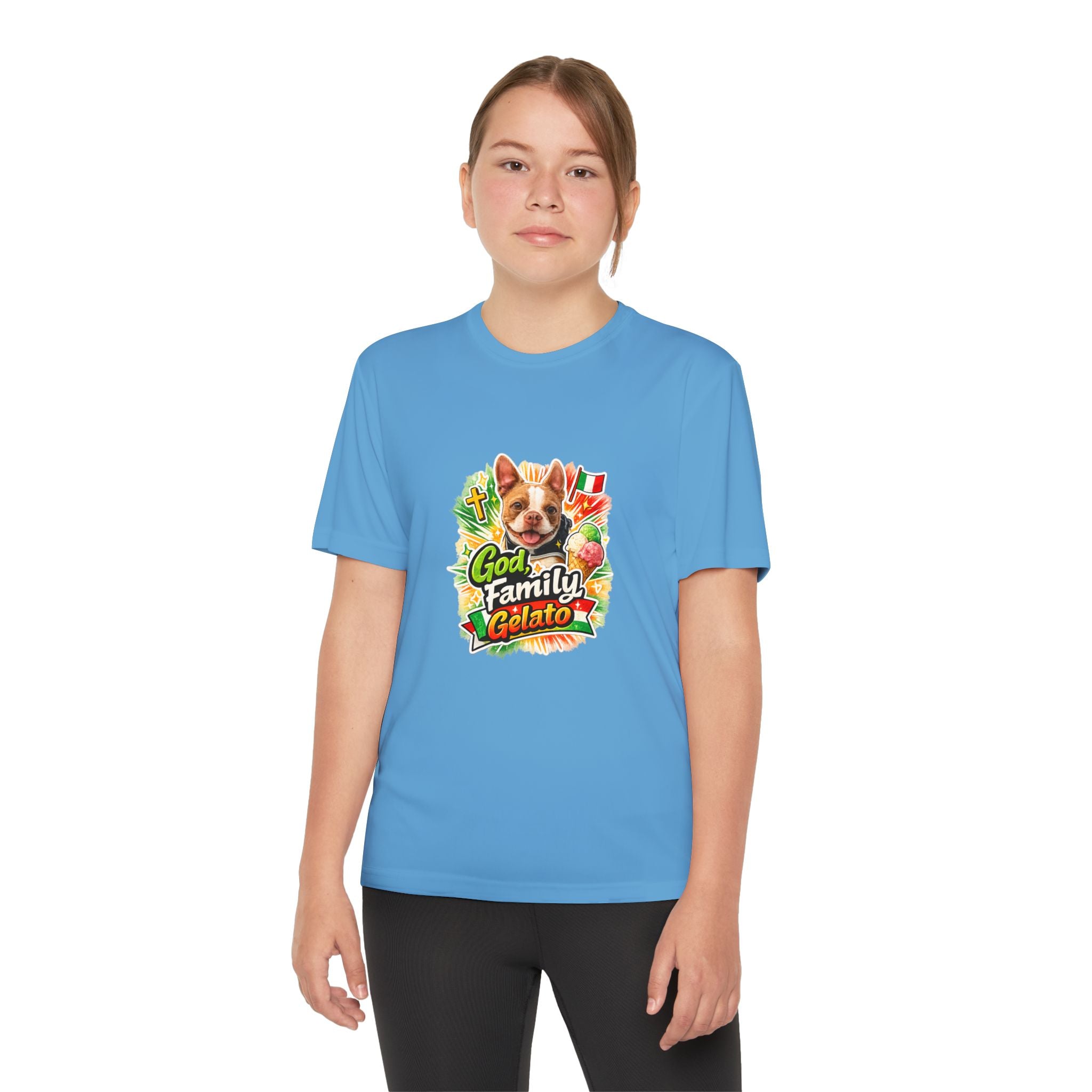 Youth Graphic Tee — 'God, Family, Gelato' Dog Logo