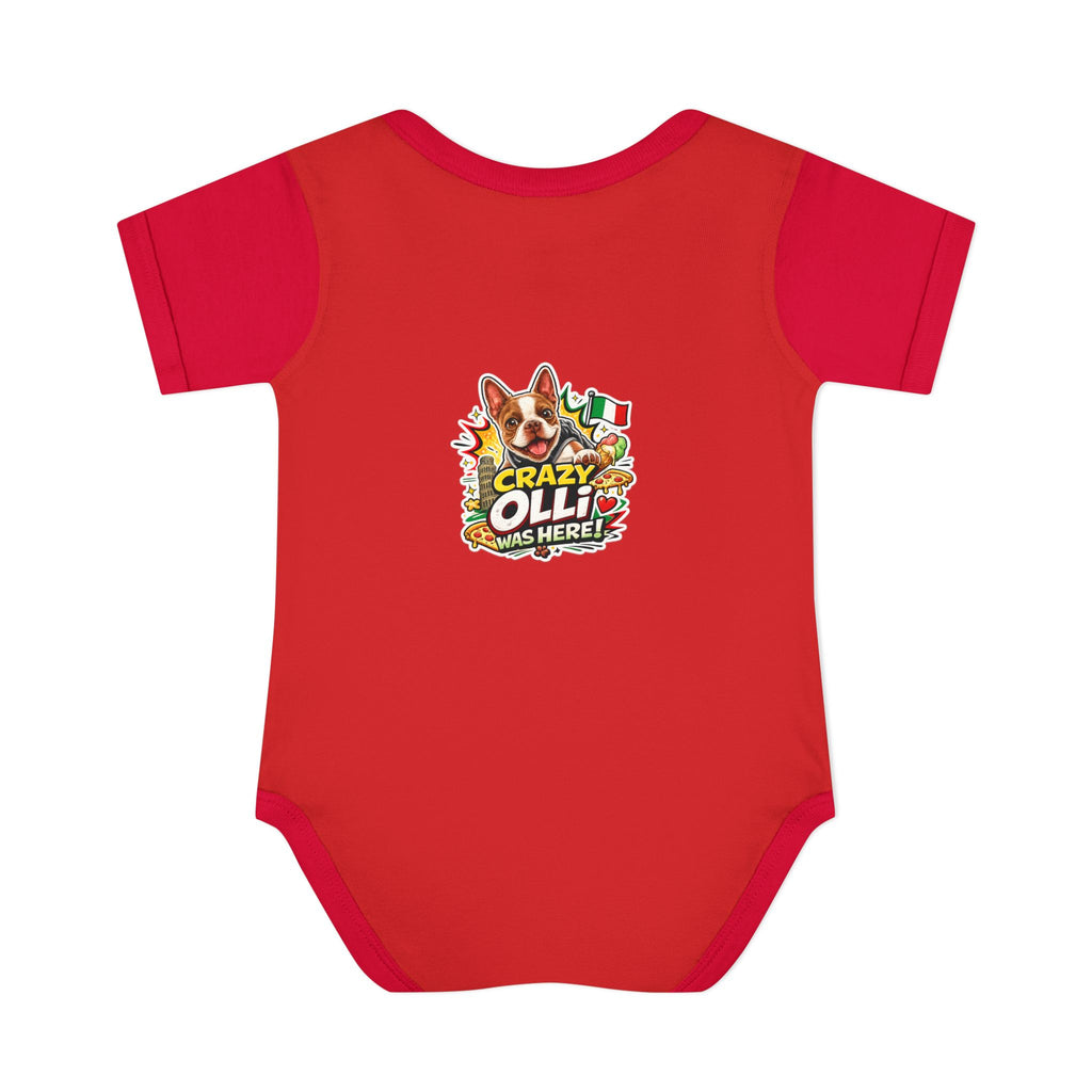 Infant Bodysuit — "My Nose Says This Way" Olli In Italy Boston Terrier Onesie (Front & Back Cute Dog Design)
