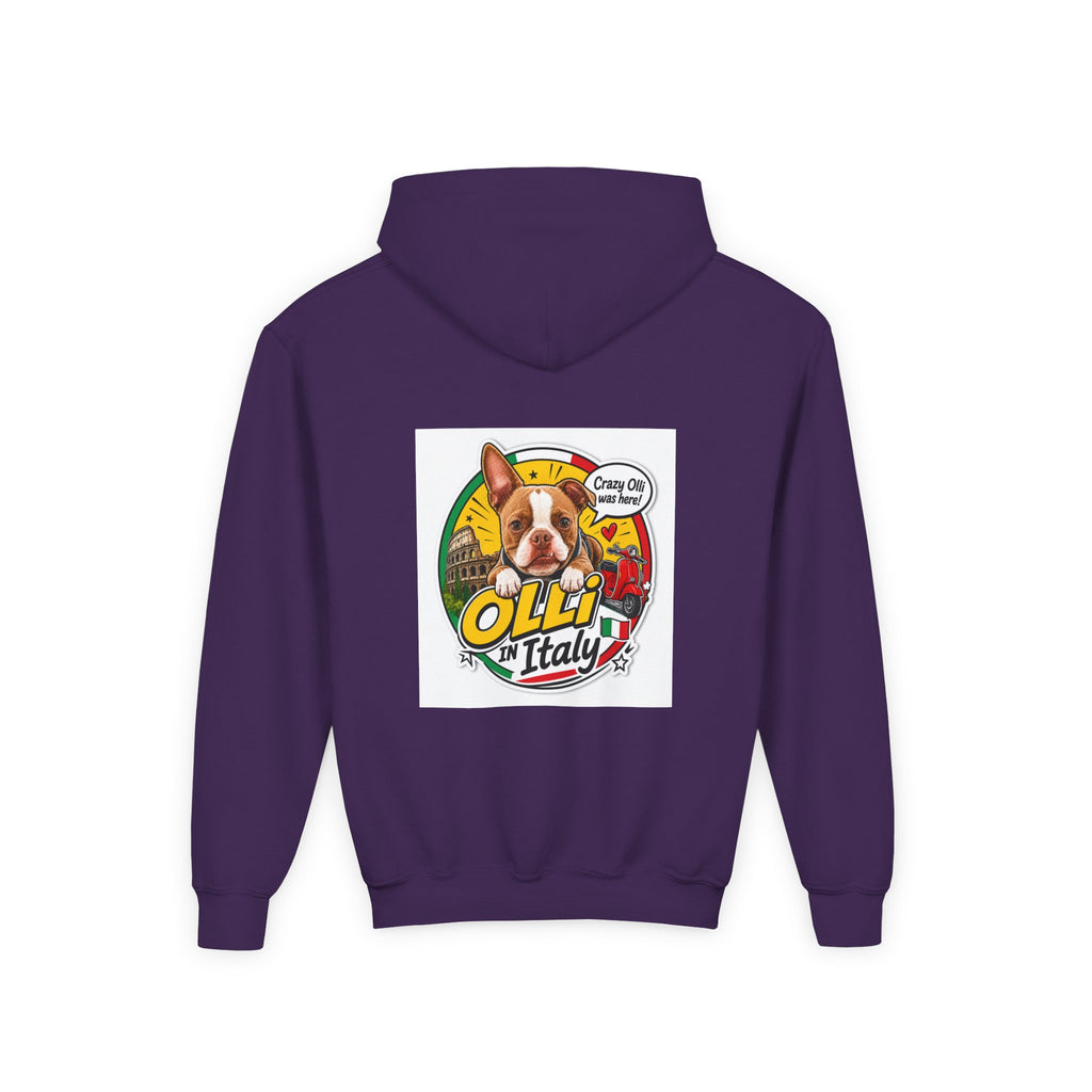 Youth Hoodie — Olli in Italy Pizza Dog Graphic Sweatshirt