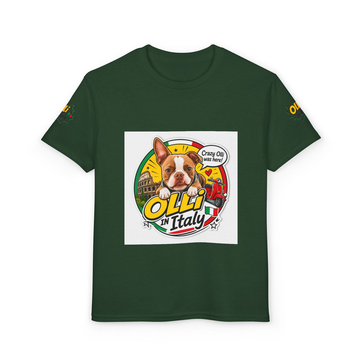 Youth T-Shirt – Crazy Olli Boston Terrier in Italy Graphic