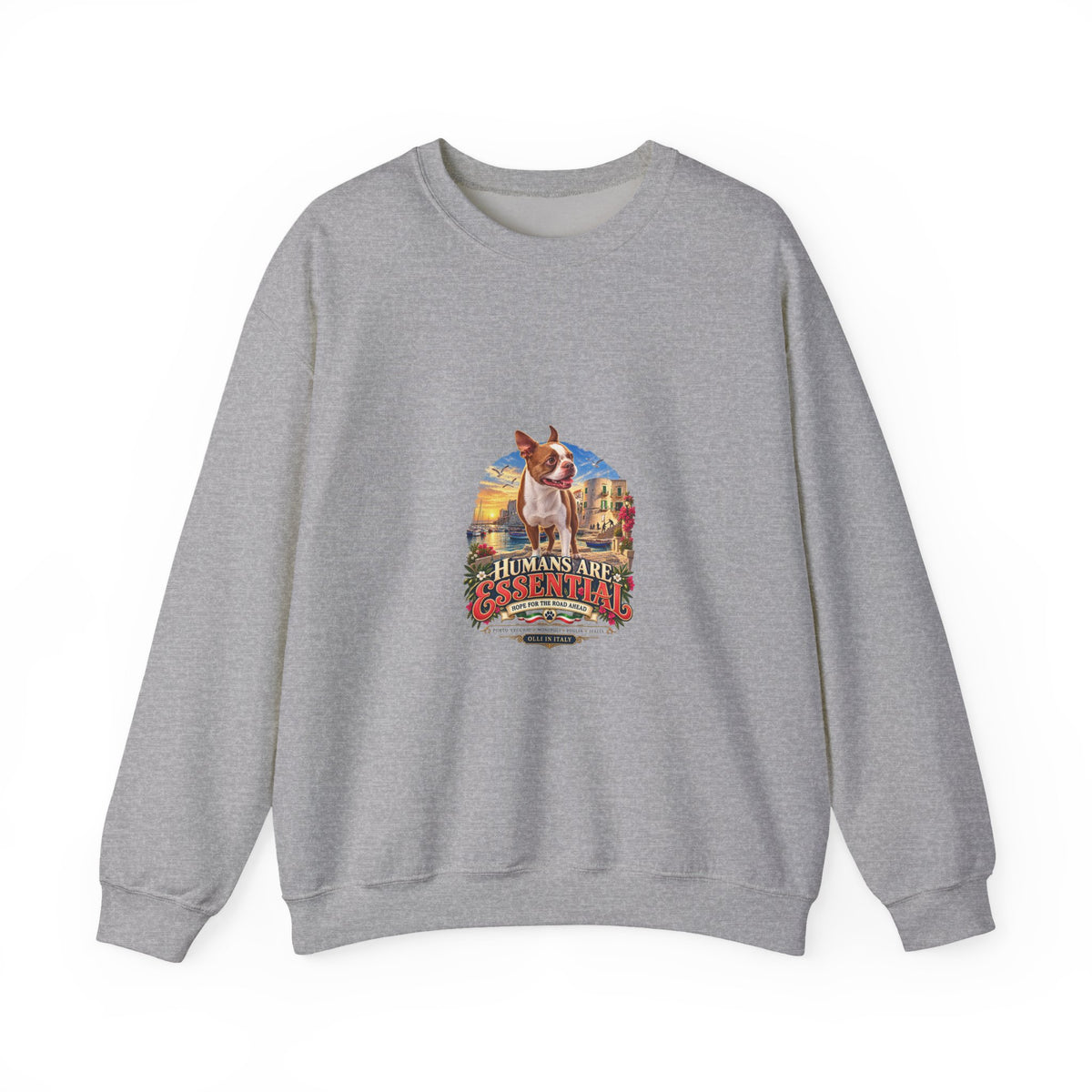Essential Humans Crewneck Sweatshirt — Vintage Scenic 'Humans Are Essential' Design