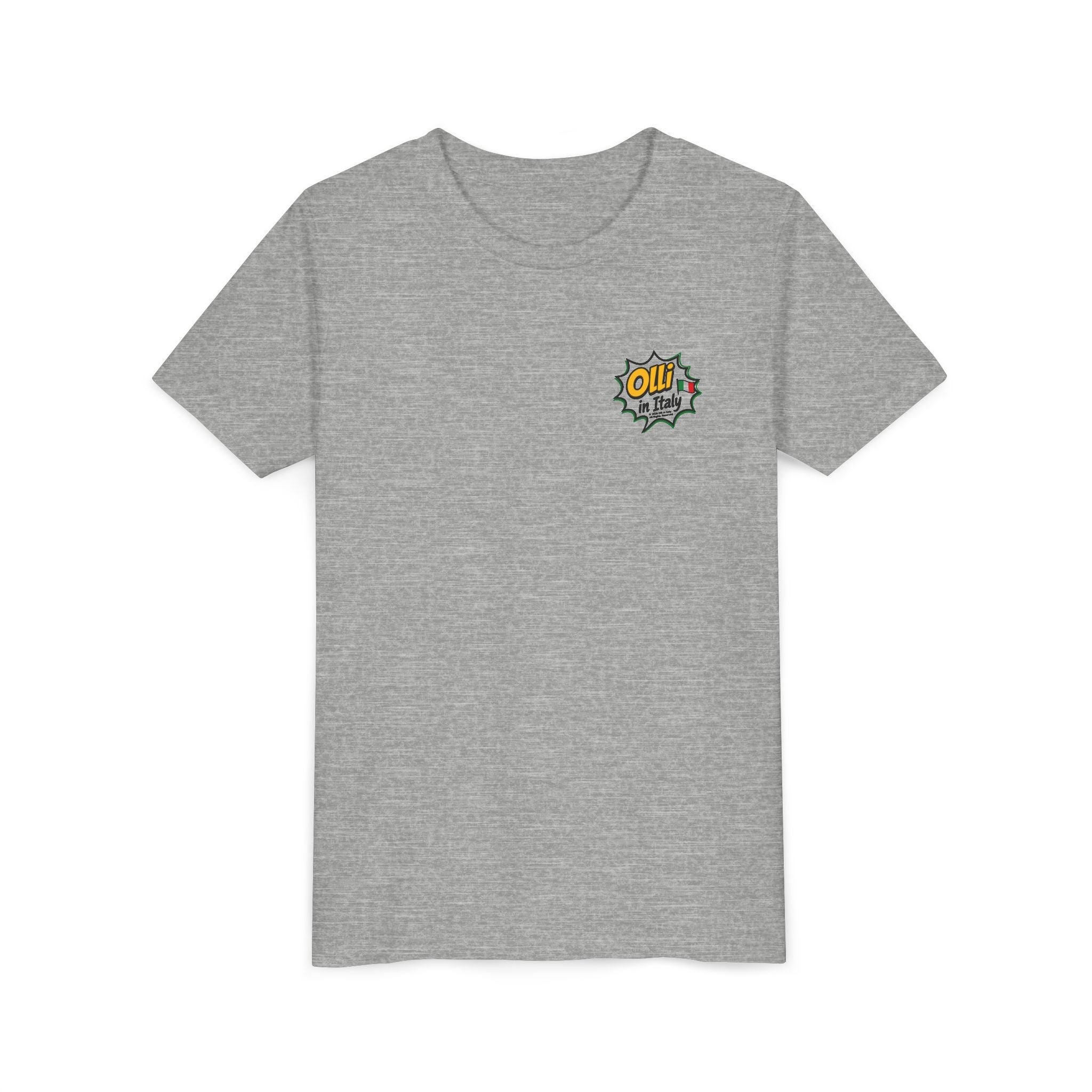 Kids' Pizza Olli the Boston Terrier in Italy Tee — "Saved by Grace" Funny Italian Pizza Youth Shirt