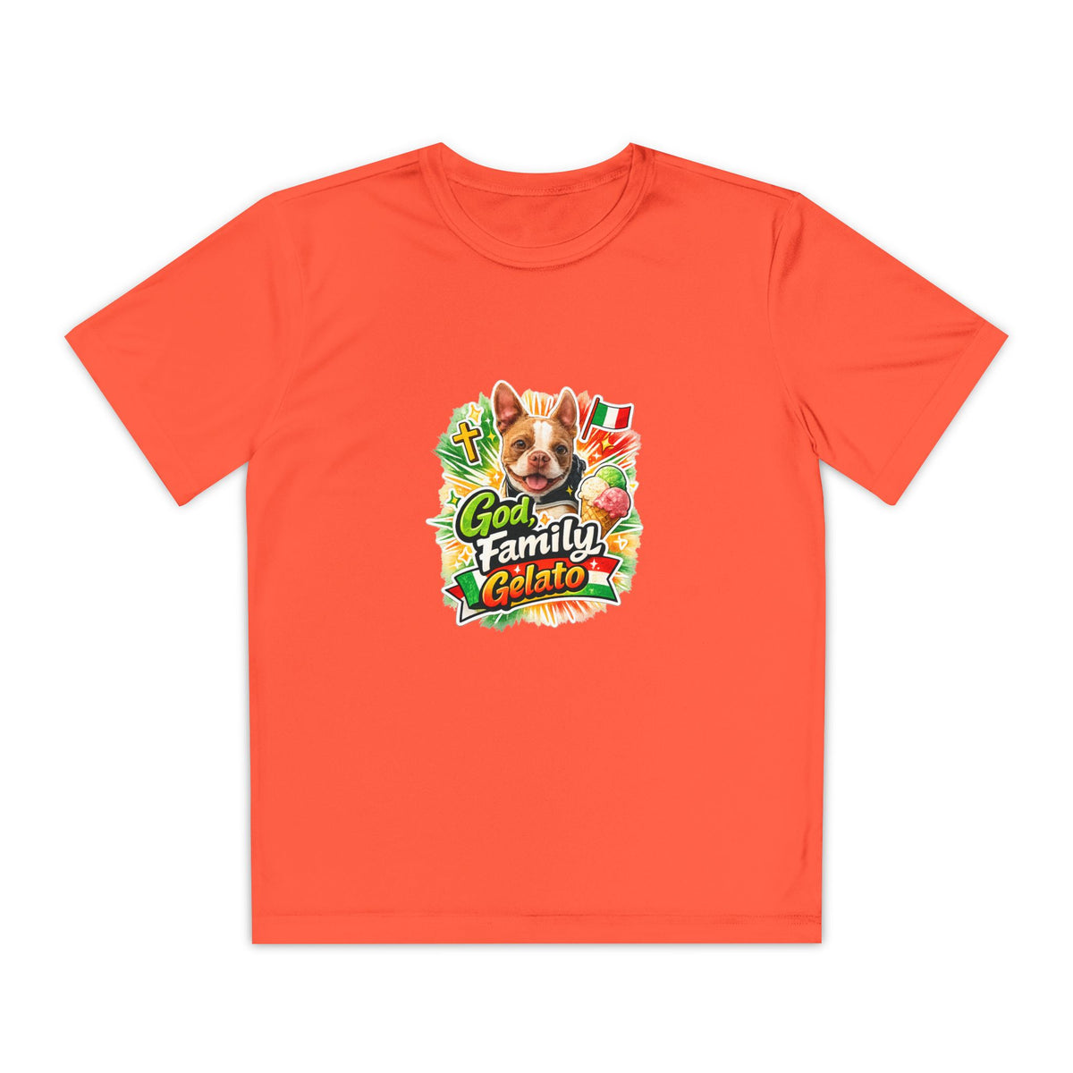 Youth Graphic Tee — 'God, Family, Gelato' Dog Logo