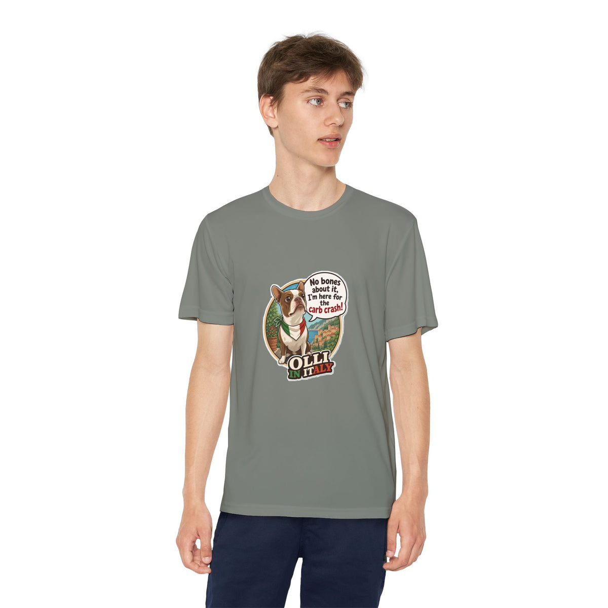 Youth Competitor Tee - 'Olli the Boston Terrier' Funny Kids Racing Shirt