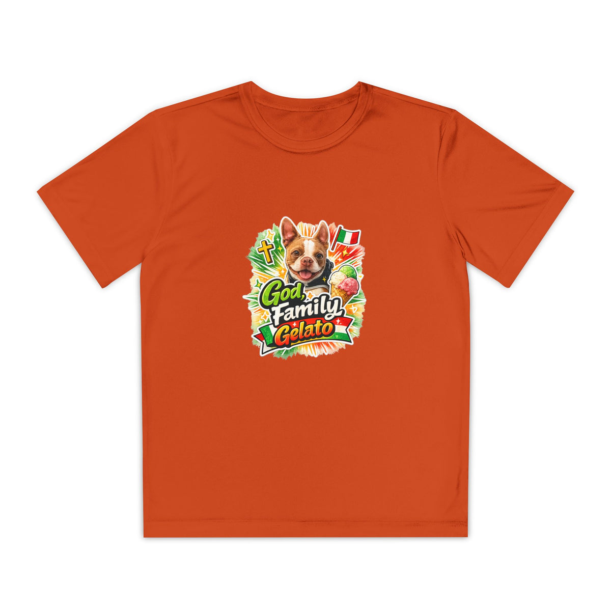 Youth Graphic Tee — 'God, Family, Gelato' Dog Logo