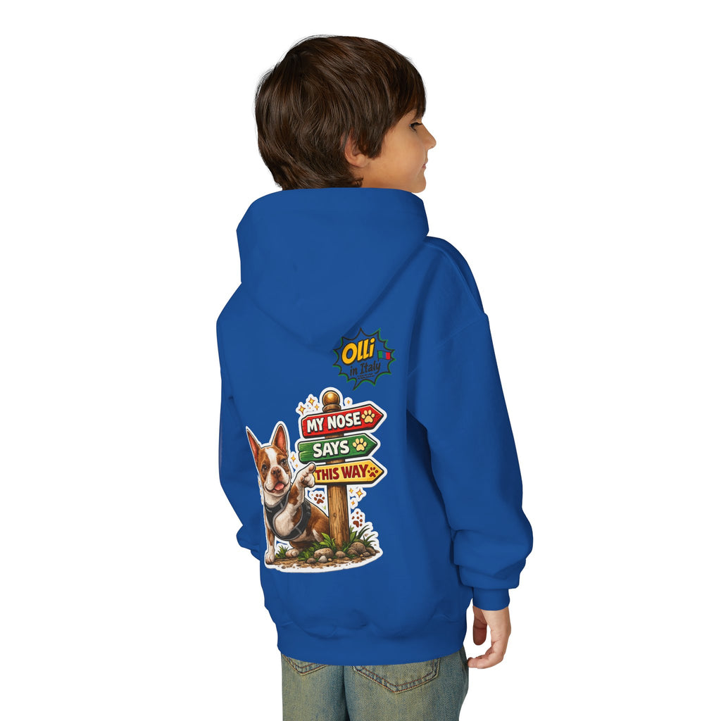 Olli the Boston Terrier Pizza Adventure Hoodie | My Nose Says This Way sweatshirt