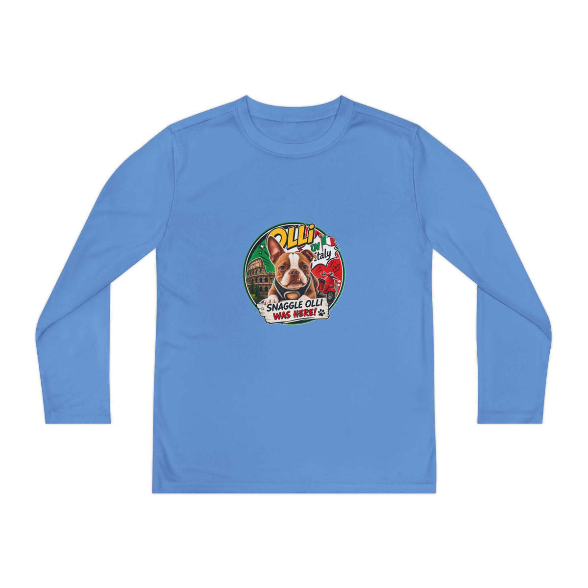 Youth Boston Terrier Surf Rescue Long Sleeve Performance Tee