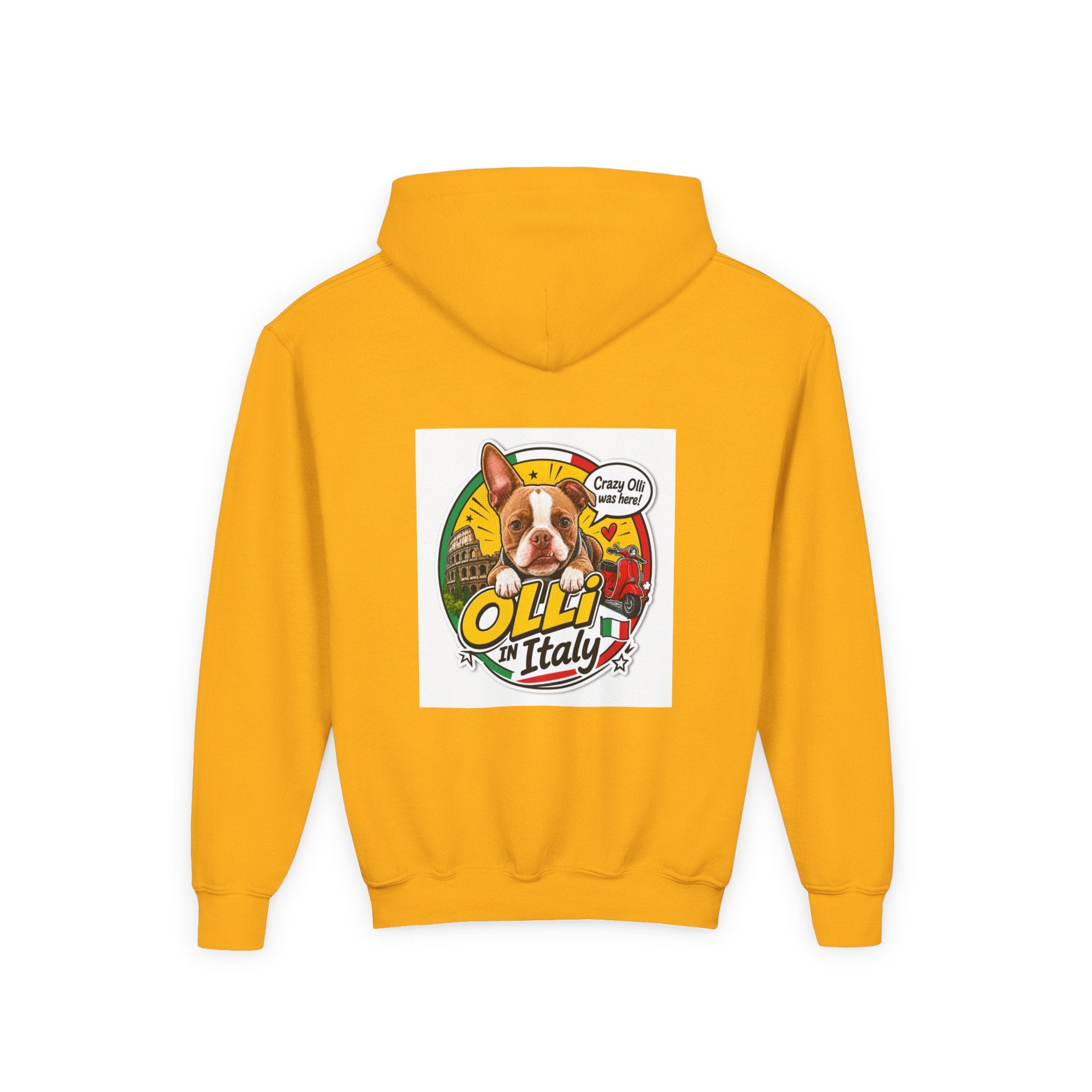 Youth Hoodie — Olli in Italy Pizza Dog Graphic Sweatshirt