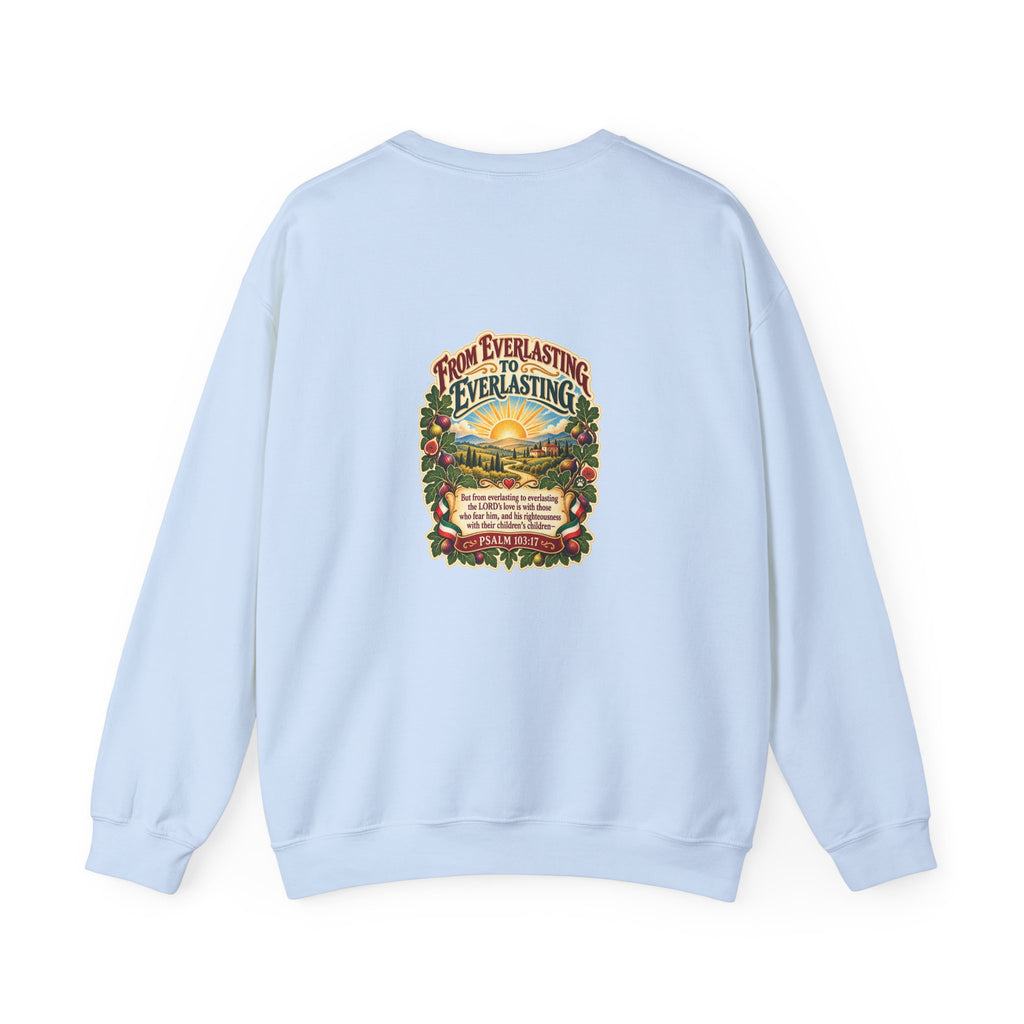 Crewneck Sweatshirt — 'From Everlasting to Everlasting' Vintage Sunrise Religious Design