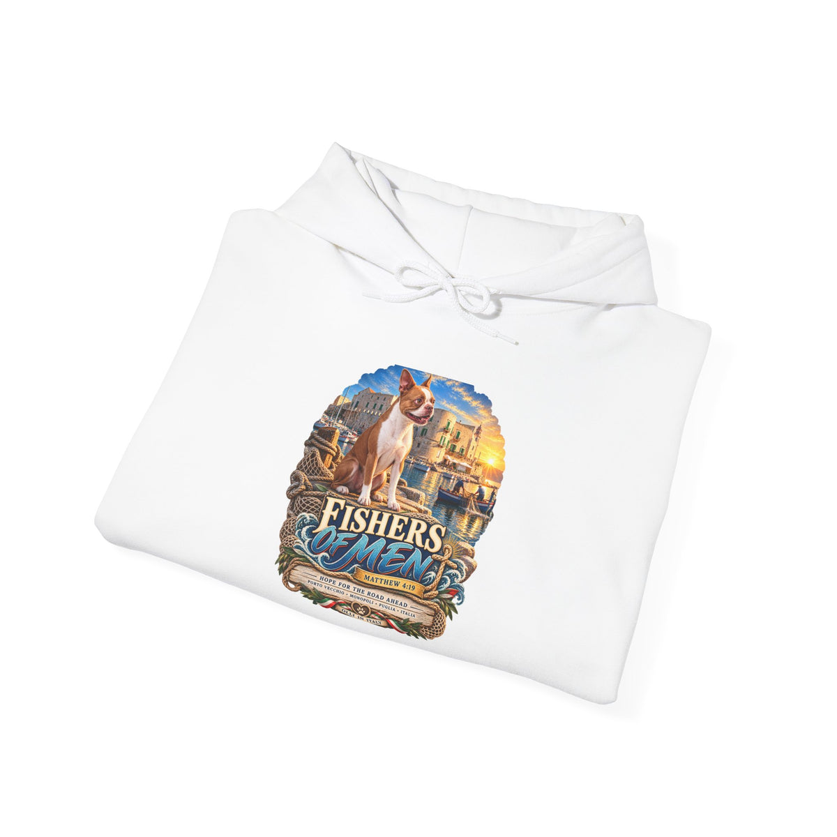 Fishing Vintage Hoodie — "Fishers of Men" Nautical Christian Graphic Sweatshirt