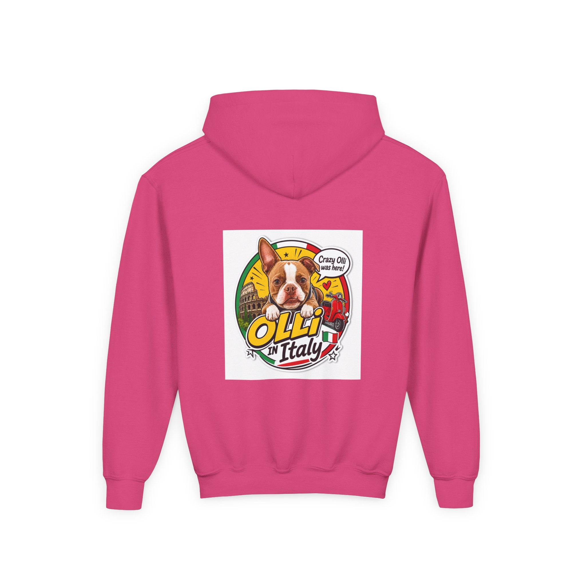 Youth Hoodie — Olli in Italy Pizza Dog Graphic Sweatshirt